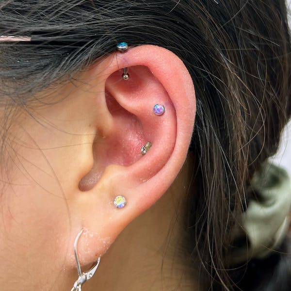 vertical helix and helix piercing by paola, fattys tattoos and piercings